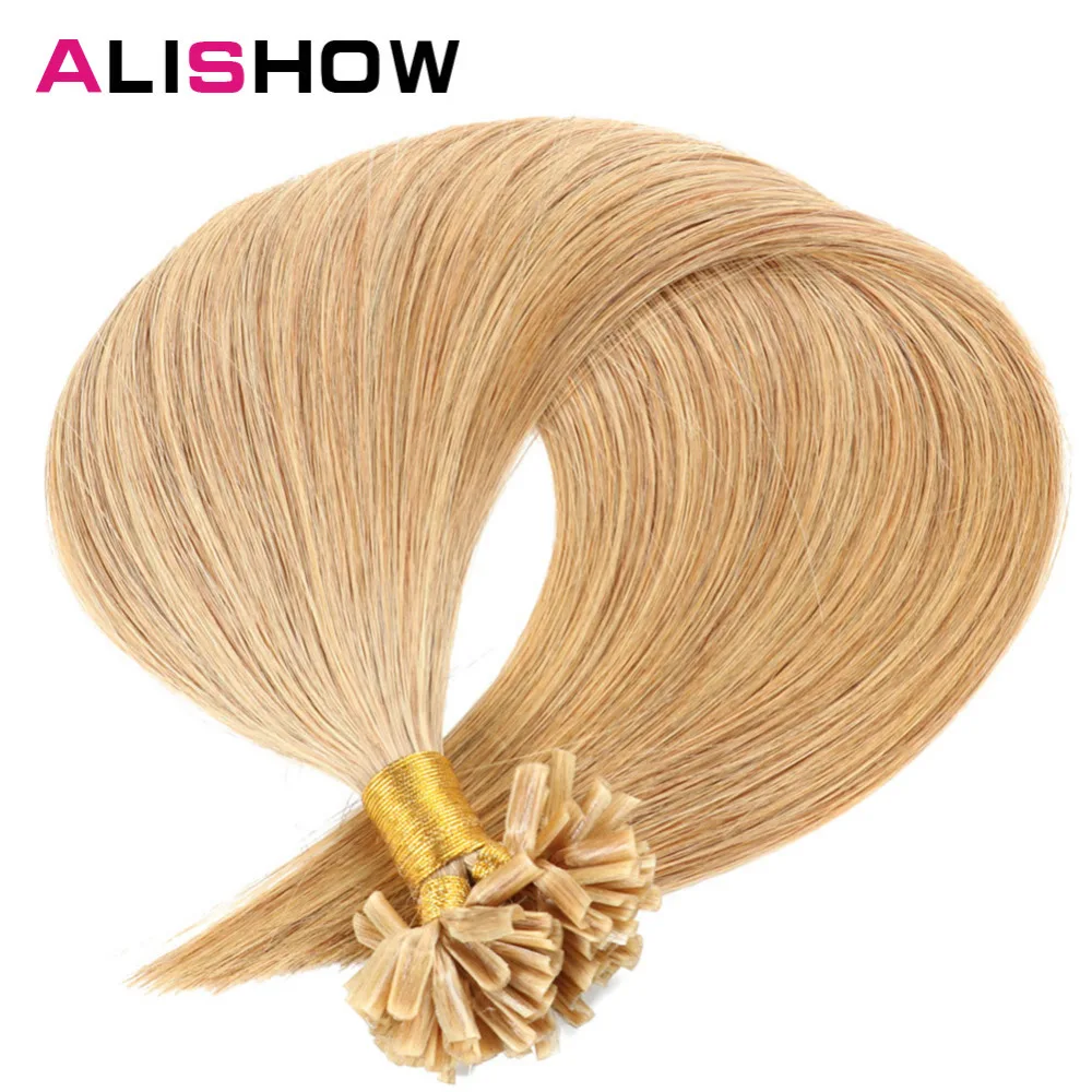 Alishow fusion Наращивание волос 1 г/пряди remy волосы предварительно скрепленные Кератин