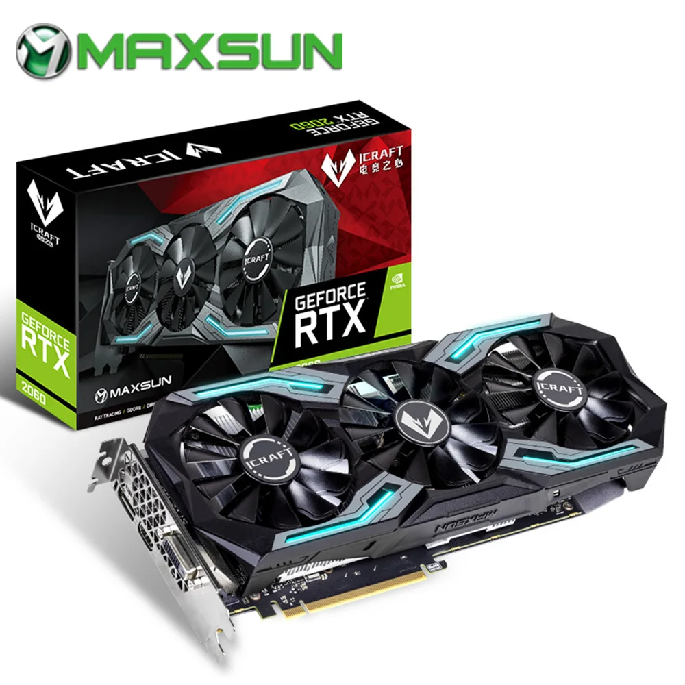 Графическая карта MAXSUN RTX 2060 iCraft 6G GDDR6 1920 бит 1365 МГц 14000 HDMI + DP DVI | Компьютеры и офис