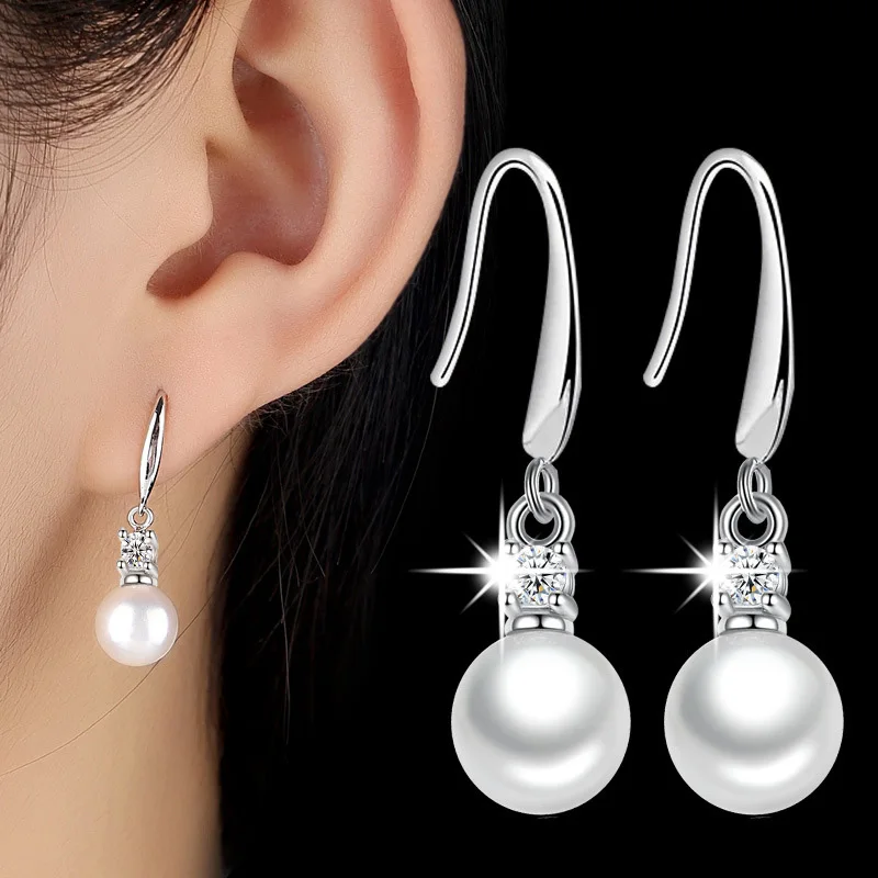 Luxury Dangle Earrings for Women Korean Style White Gold Color Shiny CZ Zircon Pearl Earrings Female Party Silver Plated Jewelry
Luxury Dangle Earrings for Women Korean Style White Gold Color Shiny CZ Zircon Pearl Earrings Female Party Silver Plated Jewelry