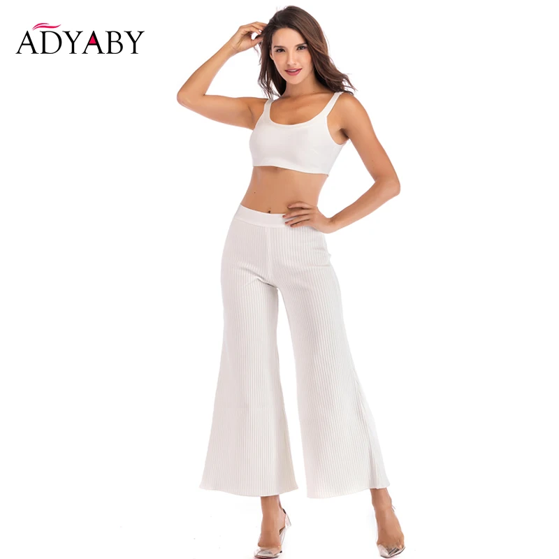 Two Piece Set Women Top And Pants Summer 2019 Fashion Sexy White Corp Top Bandage Celebrity Party Solid Flare High Waist Pants
Two Piece Set Women Top And Pants Summer 2019 Fashion Sexy White Corp Top Bandage Celebrity Party Solid Flare High Waist Pants
