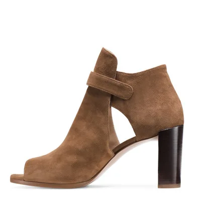 Newest Fashion Women Solid Brown Flock Leather Peep Toe Sandal Boots Ankle Buckle Wrap High Chunky Heel Hollow Out Short Boots
Newest Fashion Women Solid Brown Flock Leather Peep Toe Sandal Boots Ankle Buckle Wrap High Chunky Heel Hollow Out Short Boots