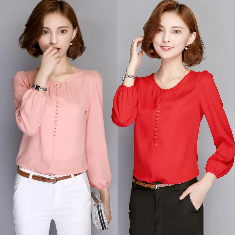 2019 Fashion Women Autumn Chiffon Shirts Round Neck Long Sleeves Loose Simple Slim Fit Tops Blusas Feminino
2019 Fashion Women Autumn Chiffon Shirts Round Neck Long Sleeves Loose Simple Slim Fit Tops Blusas Feminino