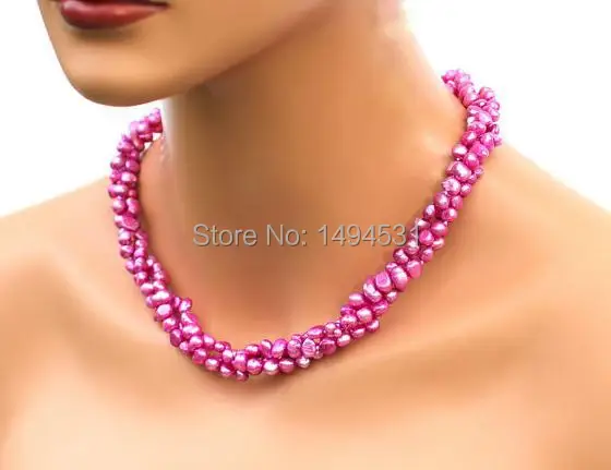 Wholesale Pearl Jewelry - 3 Rows Fuschia Natural Freshwater Pearl Necklace Earrings- Handmade Jewelry Set - New Free Shipping
Wholesale Pearl Jewelry - 3 Rows Fuschia Natural Freshwater Pearl Necklace Earrings- Handmade Jewelry Set - New Free Shipping