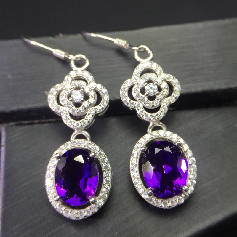 Uloveido Tested Amethyst Stud Earrings for Women, 925 Sterling Silver Jewelry, 6*8mm Gemstone with Velvet Box Certificate FR183
Uloveido Tested Amethyst Stud Earrings for Women, 925 Sterling Silver Jewelry, 6*8mm Gemstone with Velvet Box Certificate FR183