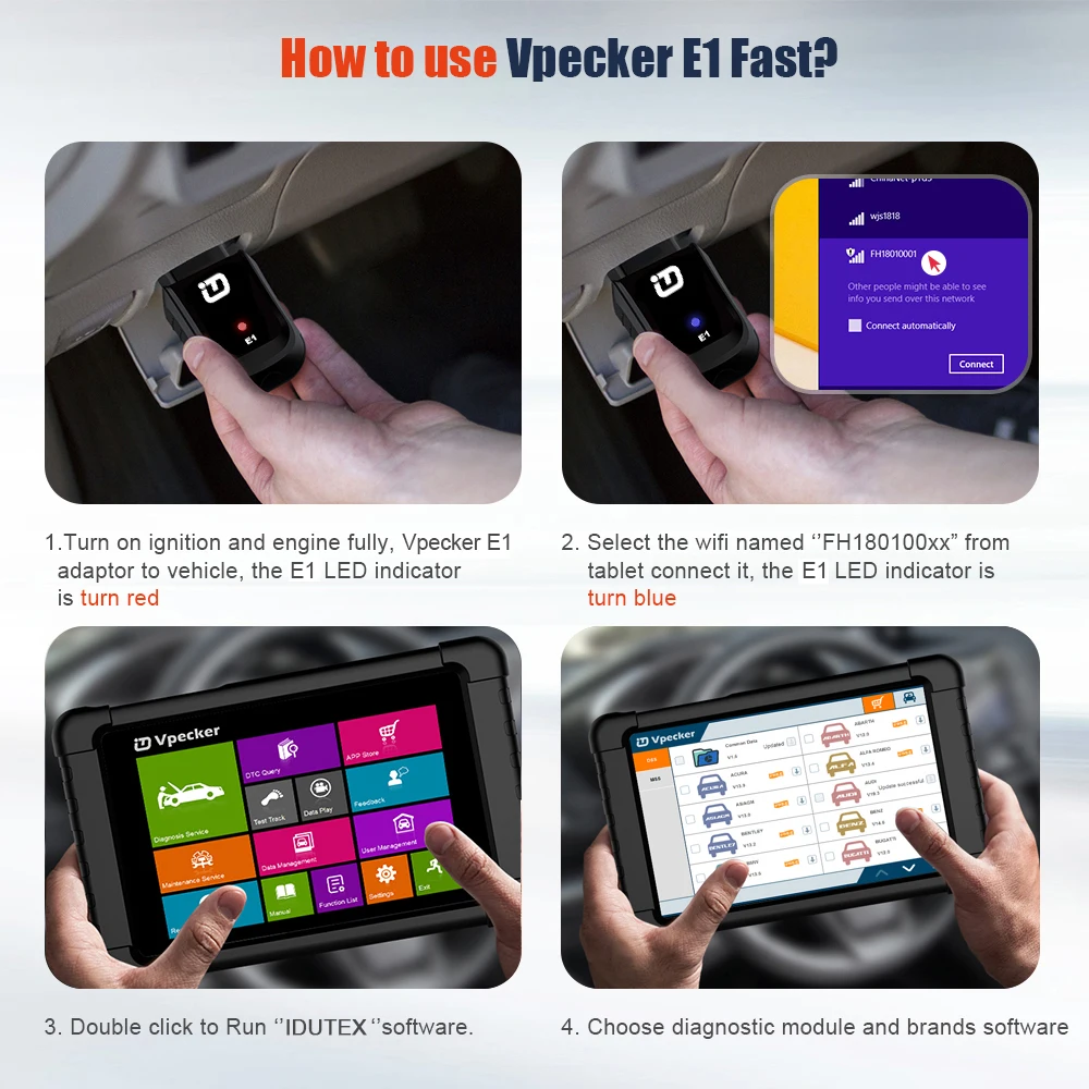 Vpecker E1 OBD2 сканер Wifi полная система автомобильный диагностический инструмент ABS SRS