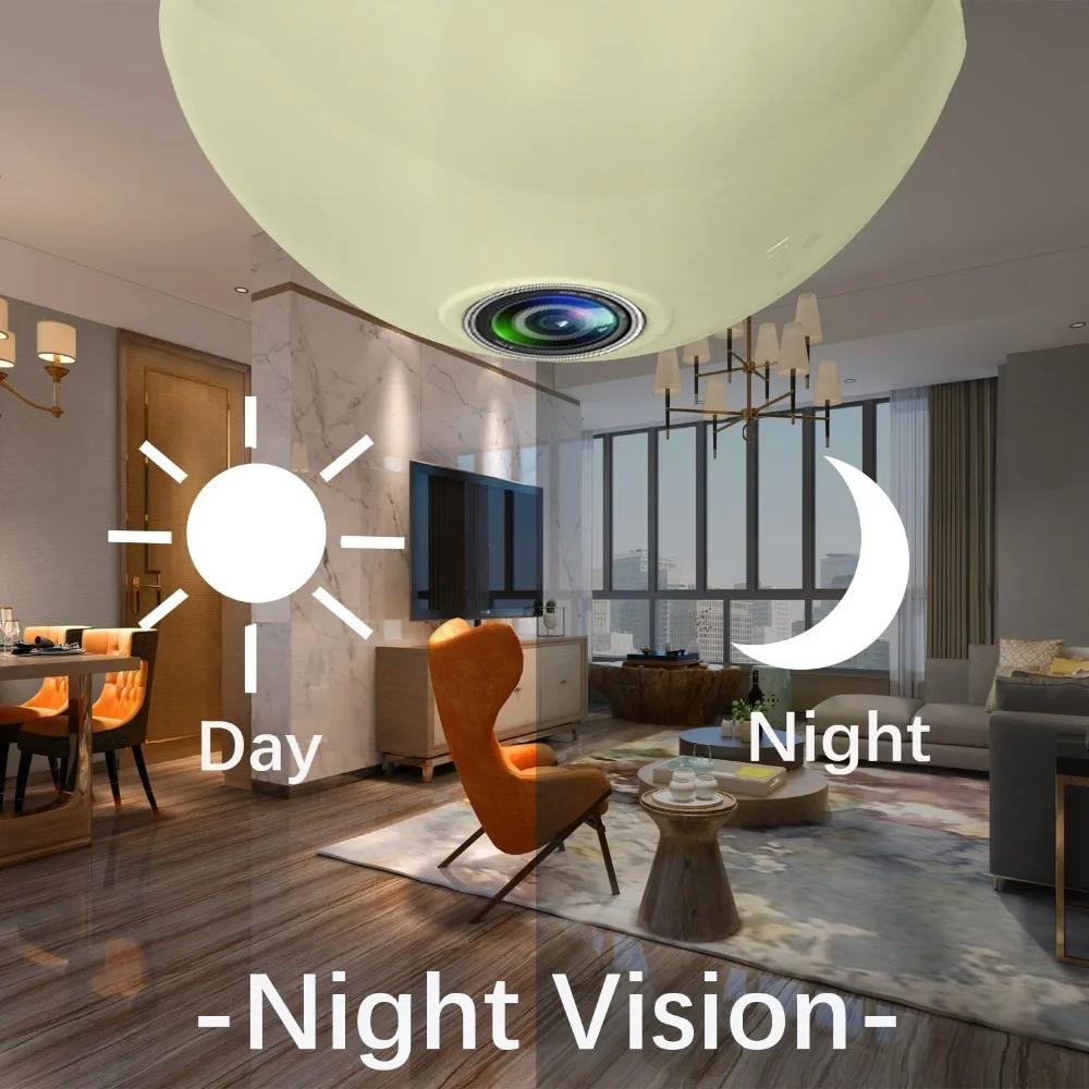 NEW 360 Video Camera Motion Detection Bulb Light Smart Cameras For Home Security 1.3MP 960P Panoramic Fisheye WIFI Video Camera
NEW 360 Video Camera Motion Detection Bulb Light Smart Cameras For Home Security 1.3MP 960P Panoramic Fisheye WIFI Video Camera