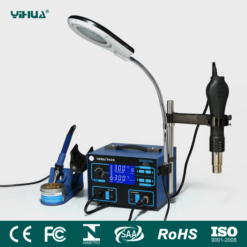 YIHUA 992D LeadFree 2 в 1 ESD тепловой пистолет с горячим воздухом паяльная станция сварочный паяльник 110 В или 220 В adjustab светодиодный лупа
YIHUA 992D LeadFree 2 в 1 ESD тепловой пистолет с горячим воздухом паяльная станция сварочный паяльник 110 В или 220 В adjustab светодиодный лупа