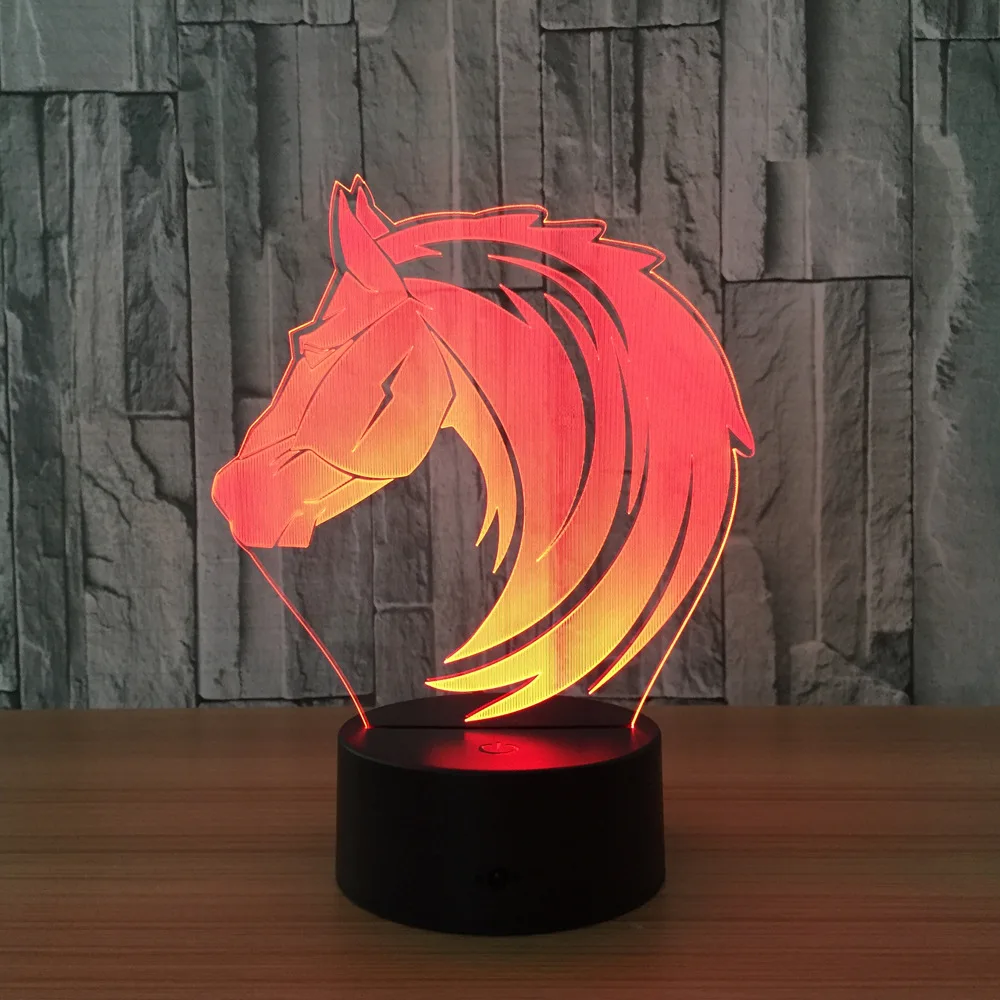 Long-haired Horse 3D Lamp 7 Color Change Small Night Light Led Creative Desk lamp USB 3AA battery Indoor Atmosphere Lamp Gift
Long-haired Horse 3D Lamp 7 Color Change Small Night Light Led Creative Desk lamp USB 3AA battery Indoor Atmosphere Lamp Gift
