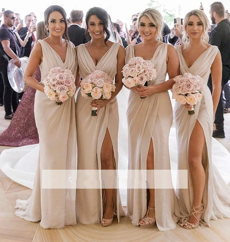 Sexy Cheap Bridesmaid Dresses Under 50 Mermaid Deep V-neck Chiffon Slit Long Wedding Party Dresses For Women
Sexy Cheap Bridesmaid Dresses Under 50 Mermaid Deep V-neck Chiffon Slit Long Wedding Party Dresses For Women
