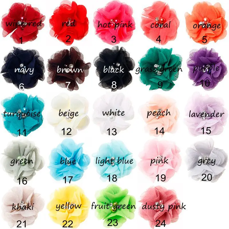 10pcs/lot 2" 24 Colors DIY Mini Chiffon Flowers With Pearl Rhinestone For Girls Hair Flowers Headband Headwear Accessories
10pcs/lot 2" 24 Colors DIY Mini Chiffon Flowers With Pearl Rhinestone For Girls Hair Flowers Headband Headwear Accessories