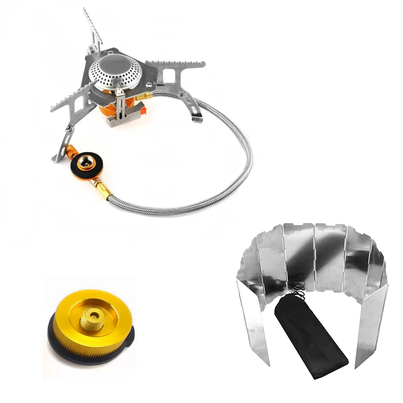 Camping Stoves Folding Outdoor Gas Stove + Gas Cartridge Stove Adapter Cookware+ 10 Plate Wind Screen Windshield
Camping Stoves Folding Outdoor Gas Stove + Gas Cartridge Stove Adapter Cookware+ 10 Plate Wind Screen Windshield