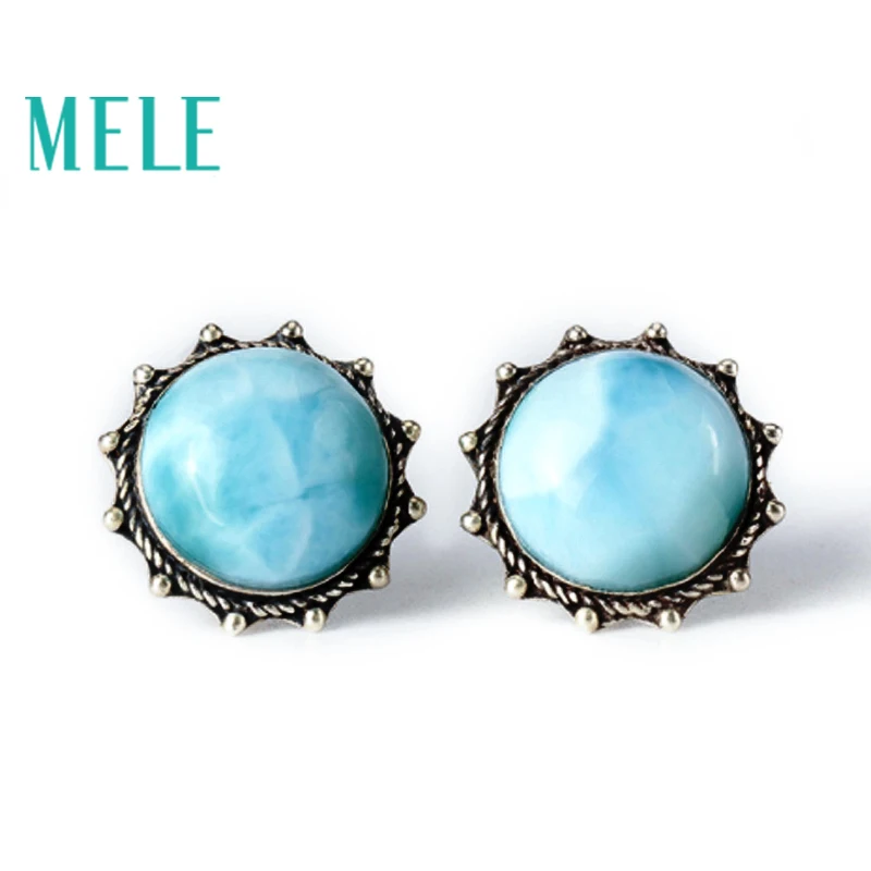 Natural Larimar 925 silver gemstone earrings for women,round flower shape, sun fashion and trendy
Natural Larimar 925 silver gemstone earrings for women,round flower shape, sun fashion and trendy