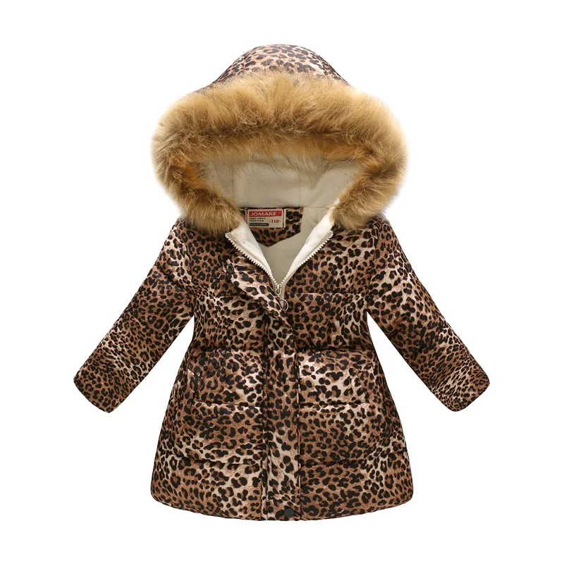 Детское пальто с капюшоном на флисе леопардовым принтом |