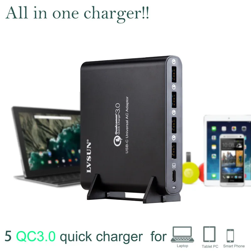 Зарядное устройство LVSUN QC 3 0 для планшетов телефонов и ноутбуков адаптер ноутбука