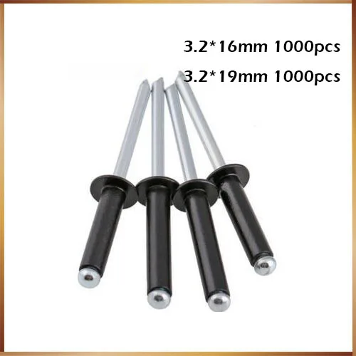 2000pcs rivet popnageltang 1000pcs M3.2x16 and 1000pcs 3.2*19mm Black Aluminum Pop Blind Rivet Core Pulling Decoration Rivets
2000pcs rivet popnageltang 1000pcs M3.2x16 and 1000pcs 3.2*19mm Black Aluminum Pop Blind Rivet Core Pulling Decoration Rivets