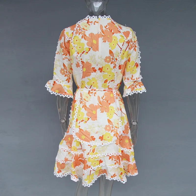 Spring New Women Holidy Dresses Floral Print Half Flare Sleeve Hollow Out High Waist Lace Up Ruffles Dresses Sweet Mini Dresses
Spring New Women Holidy Dresses Floral Print Half Flare Sleeve Hollow Out High Waist Lace Up Ruffles Dresses Sweet Mini Dresses