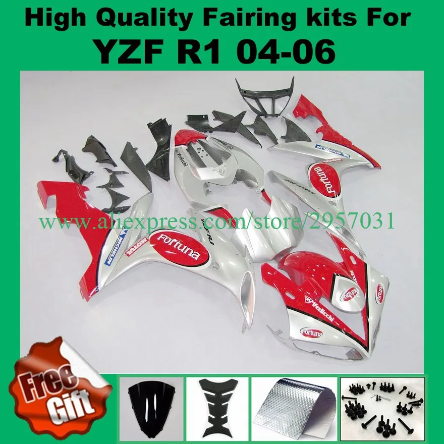 Free screws+gifts For Yamaha R1 2004 05 06 Years ABS red Silver Fairing 04 2005 2006 YZF R1 Full Fairings Kits Injection Mold
Free screws+gifts For Yamaha R1 2004 05 06 Years ABS red Silver Fairing 04 2005 2006 YZF R1 Full Fairings Kits Injection Mold