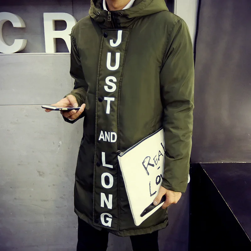 Новинка 2017 модная мужская зимняя куртка в Корейском стиле мужское длинное пальто