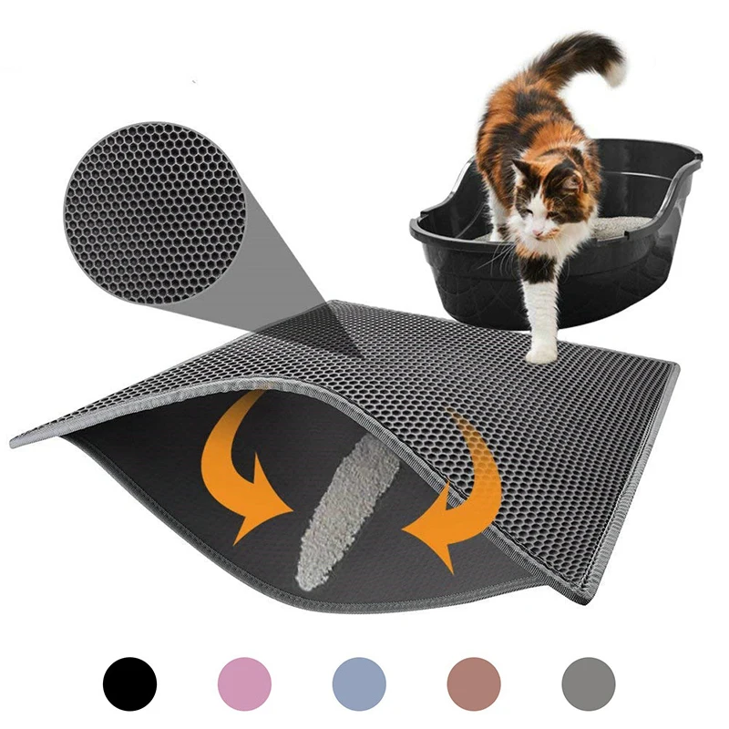 Водонепроницаемый двухслойный коврик для кошачьего туалета EVA Большой карманный