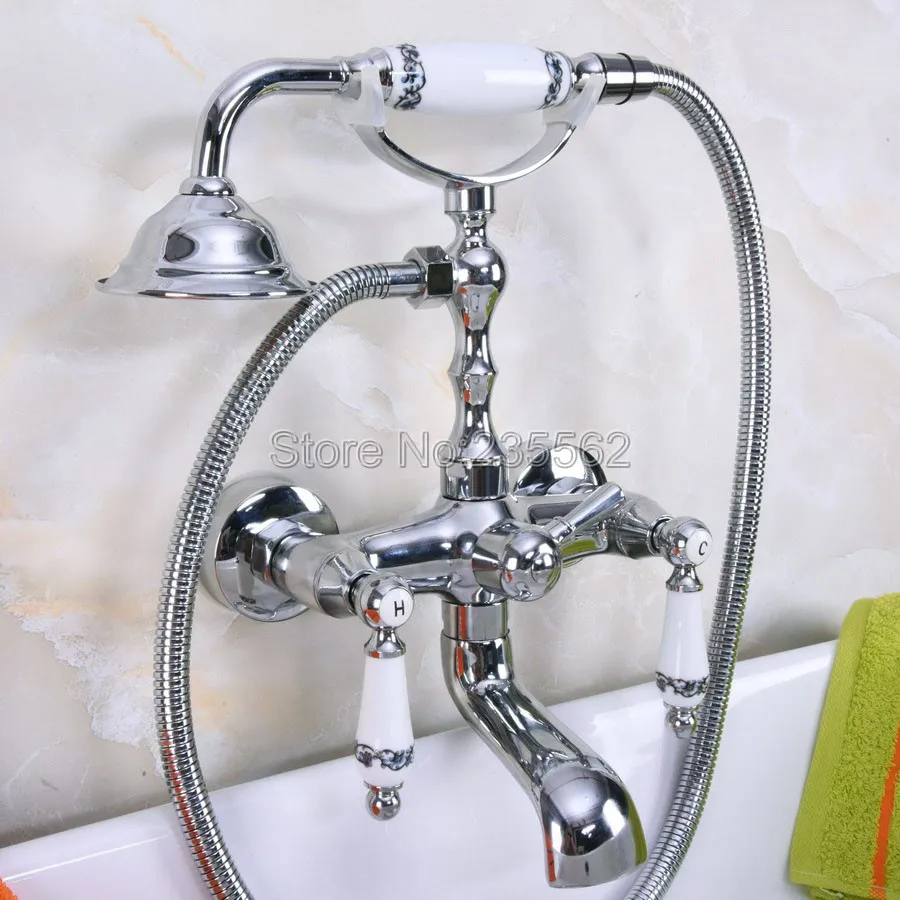Chrome Brass Bathtub Faucets Wall Mounted Bathroom Mixer Tap With Hand Shower Head Bath & Shower Faucet Lna204
Chrome Brass Bathtub Faucets Wall Mounted Bathroom Mixer Tap With Hand Shower Head Bath & Shower Faucet Lna204
