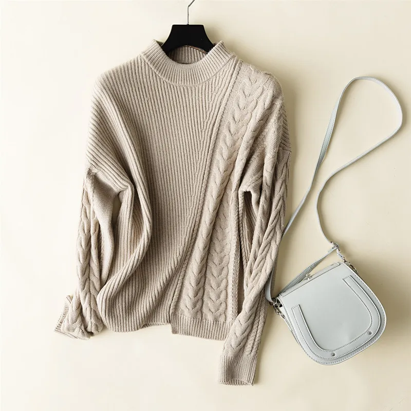 Autumn winter women's new half-high collar cashmere sweater loose asymmetric twist short sweater female pullover
Autumn winter women's new half-high collar cashmere sweater loose asymmetric twist short sweater female pullover