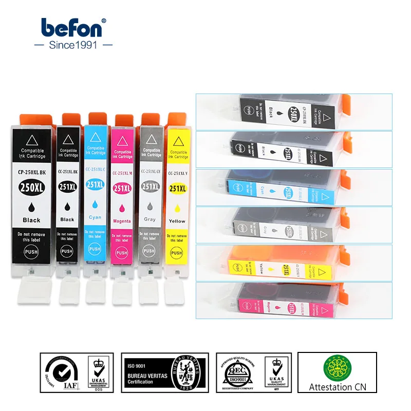 

befon x6 250XL 251XL Cartridge Compatible for Canon PGI250 CLI251 PGI 250 CLI 251 XL PGI-250 CLI-251 Ink Cartridge IP7220 MG5420