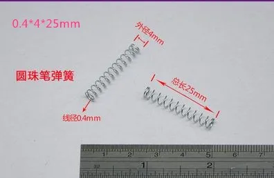 Фото Стальные компрессионные пружины для шариковых ручек 30 шт./лот 0 4 х4 х25 мм|Пружины| |(China)