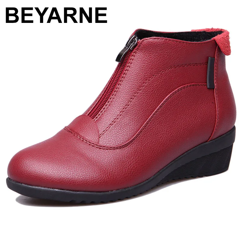 BEYARNE Autumn Winter Boots Women Ankle Boots Shoes Woman Fashion Wedges Heels Woman Boots High Quality Leather Shoes Female zip
BEYARNE Autumn Winter Boots Women Ankle Boots Shoes Woman Fashion Wedges Heels Woman Boots High Quality Leather Shoes Female zip