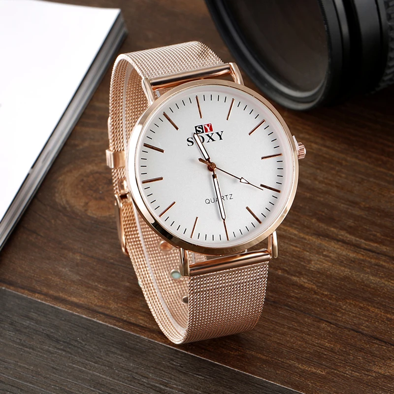 SOXY Brand Fashion Rose Gold Watch Women Watches Steel Mesh Ladies Watch Luxury Women's Watches Clock Montre Femme Reloj Mujer
SOXY Brand Fashion Rose Gold Watch Women Watches Steel Mesh Ladies Watch Luxury Women's Watches Clock Montre Femme Reloj Mujer