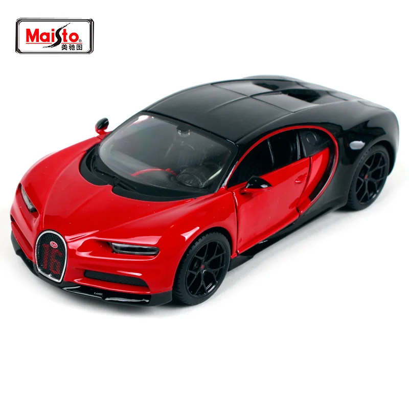 Спортивная литая модель гоночного автомобиля Maisto 1:24 2018 Bugatti Chiron черно красного