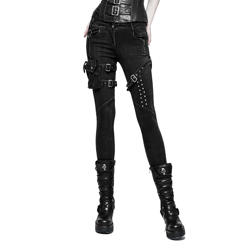 Punk Women Pants Black Skinny Pencil Pants Light Wash Cool Pockets Rivets Jeans Vintage Spliced Long Pants Rock Roll Girl Jeans
Punk Women Pants Black Skinny Pencil Pants Light Wash Cool Pockets Rivets Jeans Vintage Spliced Long Pants Rock Roll Girl Jeans
