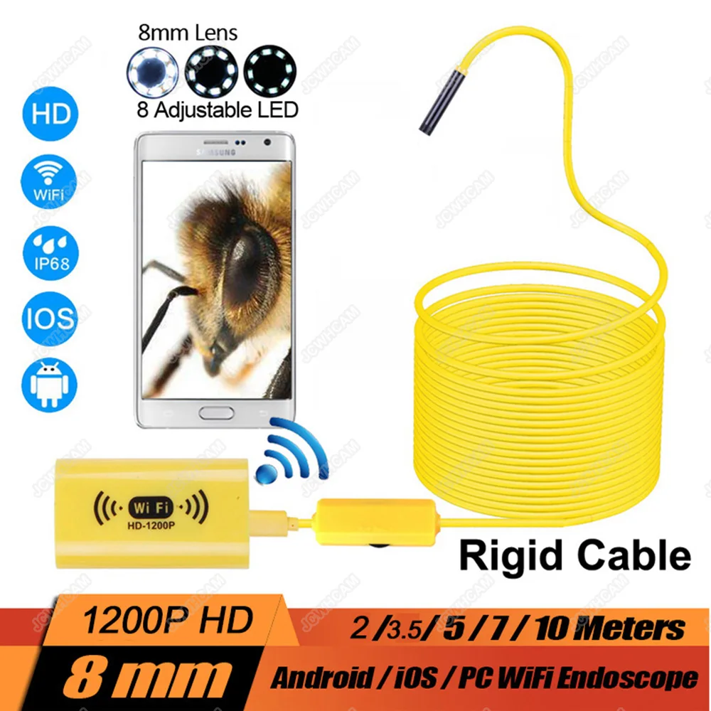10M Wireless 1200p HD WIFI Endoscope Mini Camera with 2 Megapixels for Xiaomi IOS Android for Engine Checking Sewer Check
10M Wireless 1200p HD WIFI Endoscope Mini Camera with 2 Megapixels for Xiaomi IOS Android for Engine Checking Sewer Check