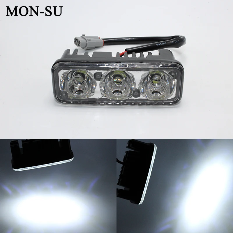 MON-SU 2pcs Car High Power LED DRL Fog Lamps Waterproof Daytime Running Lights with Lens DC12V General Super Bright White 6000K |