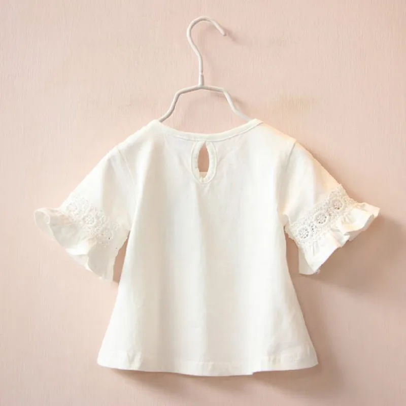 Softu/Кружевная футболка принцессы для девочек милые детские футболки с короткими