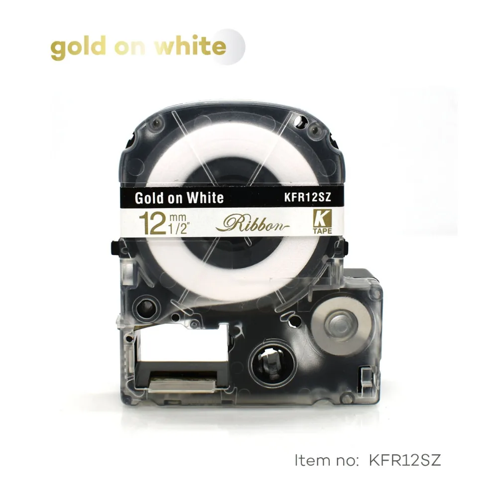 Satin Ribbon 12mm*5m gold on white label tape SFR12SZ for gift for wedding Christmas Party for kingjim/epson printer LW300 LW400
Satin Ribbon 12mm*5m gold on white label tape SFR12SZ for gift for wedding Christmas Party for kingjim/epson printer LW300 LW400