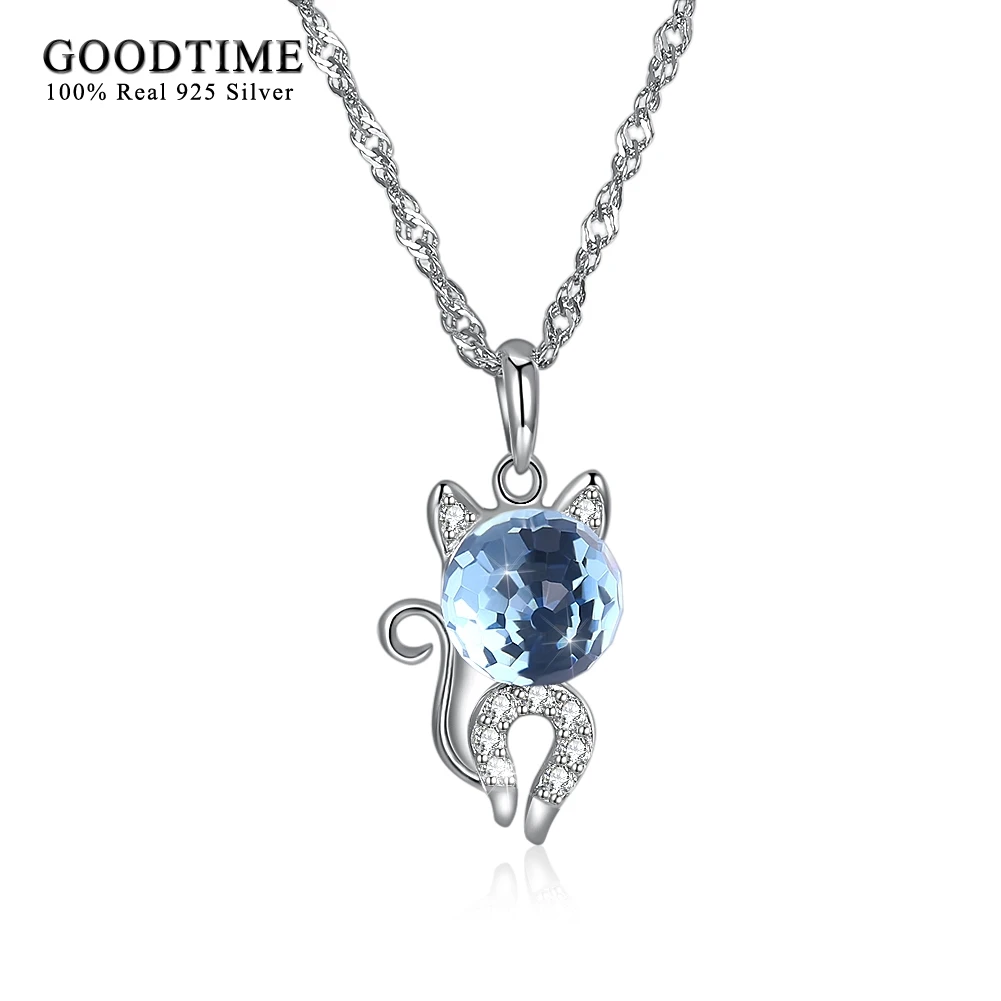 Necklace 925 Sterling Silver Blue Crystal Cat Pendant Necklaces Fashion Sterling-Silver-Jewelry Lovely Necklaces For Women Gifts
Necklace 925 Sterling Silver Blue Crystal Cat Pendant Necklaces Fashion Sterling-Silver-Jewelry Lovely Necklaces For Women Gifts