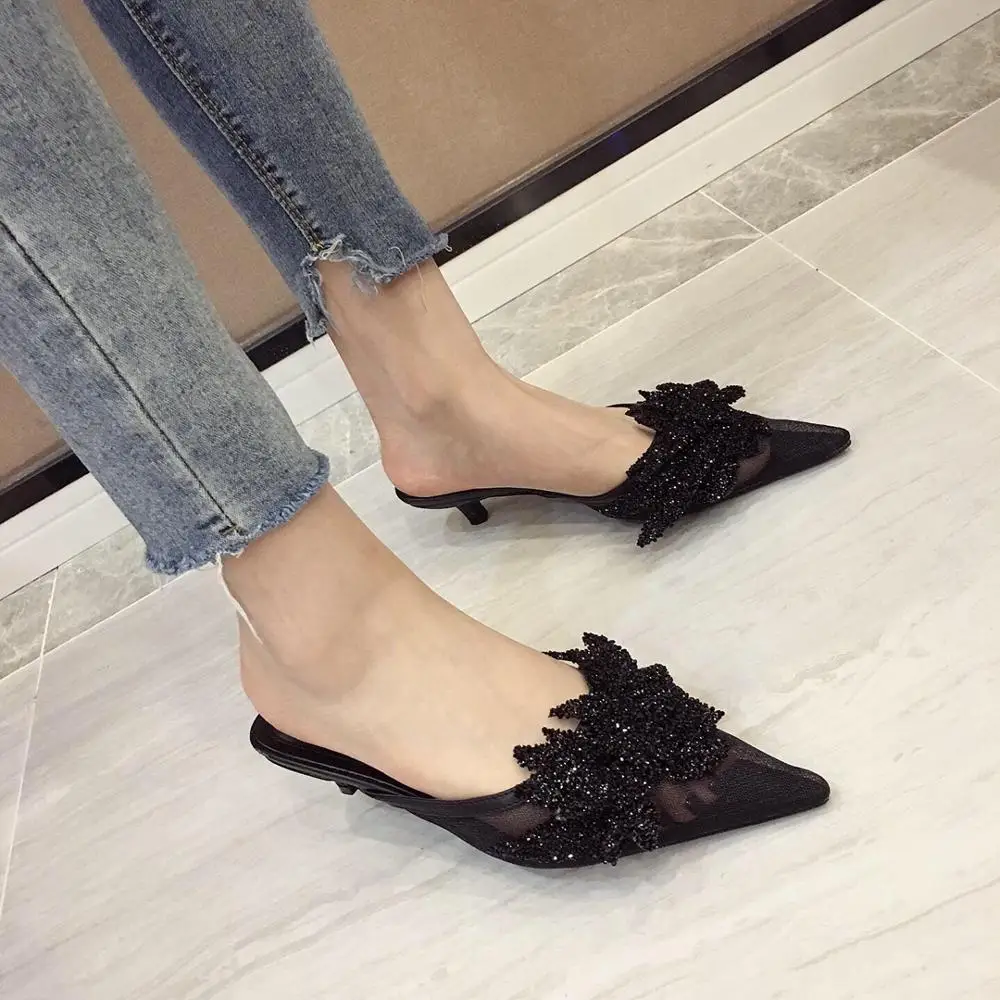Boussac/Роскошные женские туфли на высоком каблуке со стразами с острым носком