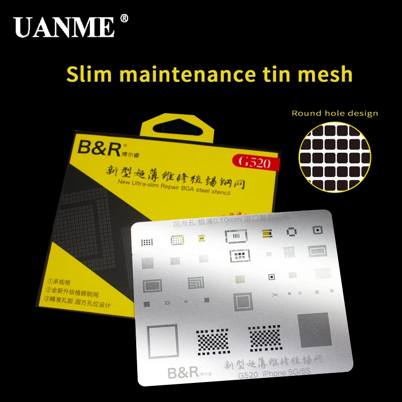 UANME Ultra Thin 0.1mm Motherboard IC Chip Ball Soldering Net Steel Plate For iPhone 5 5s 6 6s Plus 7 7Plus 8 8Plus X
UANME Ultra Thin 0.1mm Motherboard IC Chip Ball Soldering Net Steel Plate For iPhone 5 5s 6 6s Plus 7 7Plus 8 8Plus X