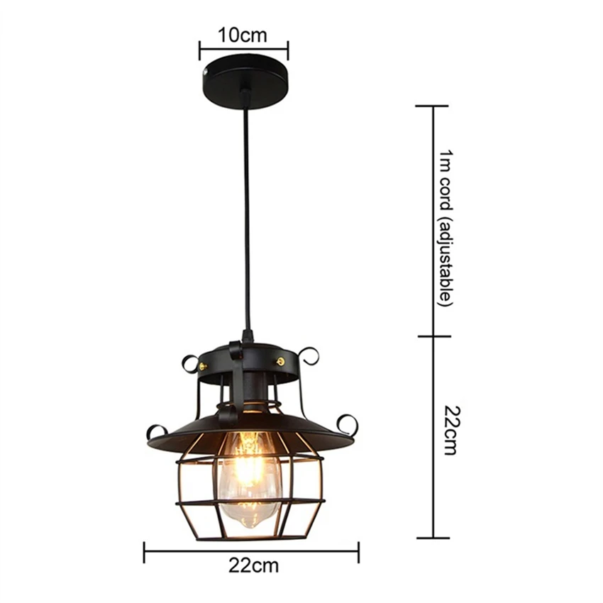 Europe Vintage Cord LED Pendant Lamp Black Metal Iron Cage lampshade With ST64 8W Bulb loft Bedroom parlor Vintage Decor light
Europe Vintage Cord LED Pendant Lamp Black Metal Iron Cage lampshade With ST64 8W Bulb loft Bedroom parlor Vintage Decor light