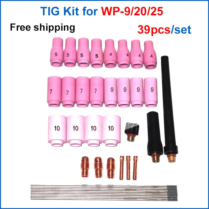 Free shipping TIG welding torch kits Argon welding fittings WP-9/20/25 39PCS cerium tungsten electrodes for 100-140A
Free shipping TIG welding torch kits Argon welding fittings WP-9/20/25 39PCS cerium tungsten electrodes for 100-140A