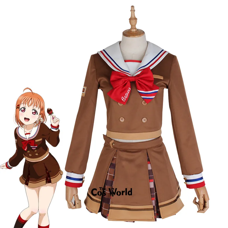 Love Live Sunshine Aqours Takami Chika шоколадная школьная форма на День святого Валентина матросский костюм платье наряд Аниме косплей костюмы
Love Live Sunshine Aqours Takami Chika шоколадная школьная форма на День святого Валентина матросский костюм платье наряд Аниме косплей костюмы