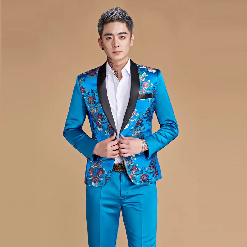 Men's Suit Color Set Groom Dresses Korean Slim Costume Hosting Suits Digital Printing Carnations
Men's Suit Color Set Groom Dresses Korean Slim Costume Hosting Suits Digital Printing Carnations
