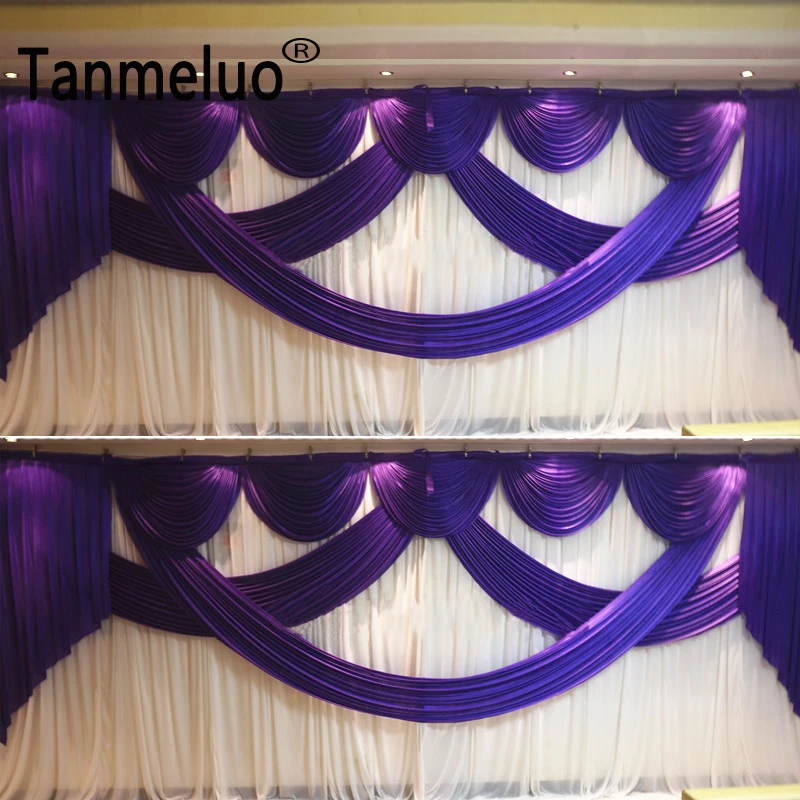 3x6M Stage backdrop curtain ice silk white and purple curtain party background drapery event party wedding backdrop decoration
3x6M Stage backdrop curtain ice silk white and purple curtain party background drapery event party wedding backdrop decoration