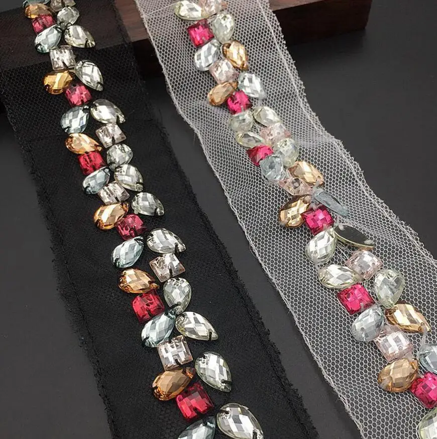2Yard Handmade colour Rhinestone Beaded Mesh Lace Trim Ribbon For Apparel Sewing DIY Bridal wedding Dress Collar Doll Cap
2Yard Handmade colour Rhinestone Beaded Mesh Lace Trim Ribbon For Apparel Sewing DIY Bridal wedding Dress Collar Doll Cap