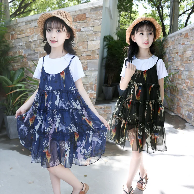 Girls 2018 New Summer Neck Short Sleeve Top + Sling Chiffon Princess Skirt Children's Clothing Two Piece Set #2
Girls 2018 New Summer Neck Short Sleeve Top + Sling Chiffon Princess Skirt Children's Clothing Two Piece Set #2