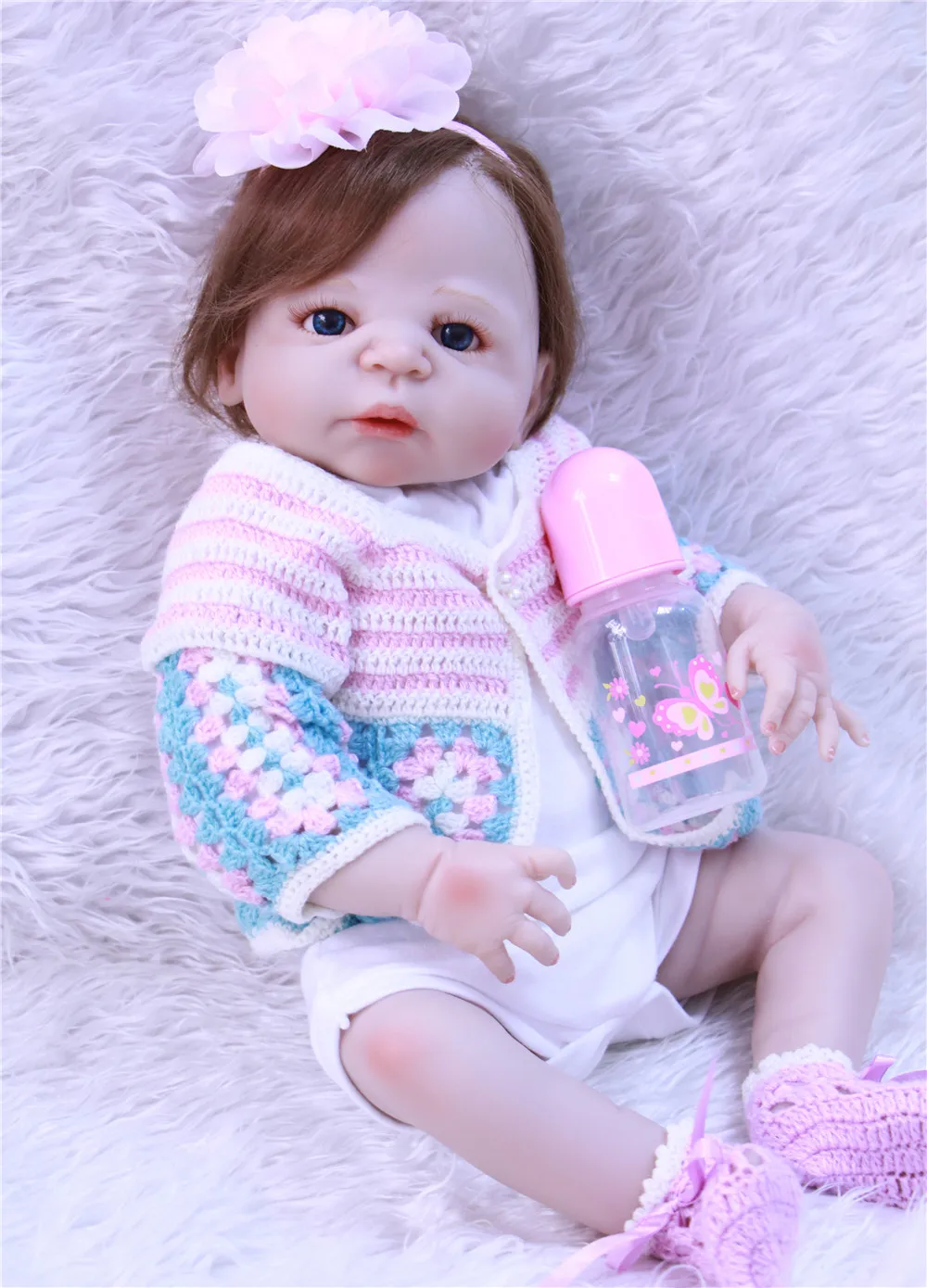 23'' bebe alive reborn bonecas handmade Full Body Vinyl Silicone with Pacifier Lifelike Reborn babies Doll Girls child gift | Игрушки