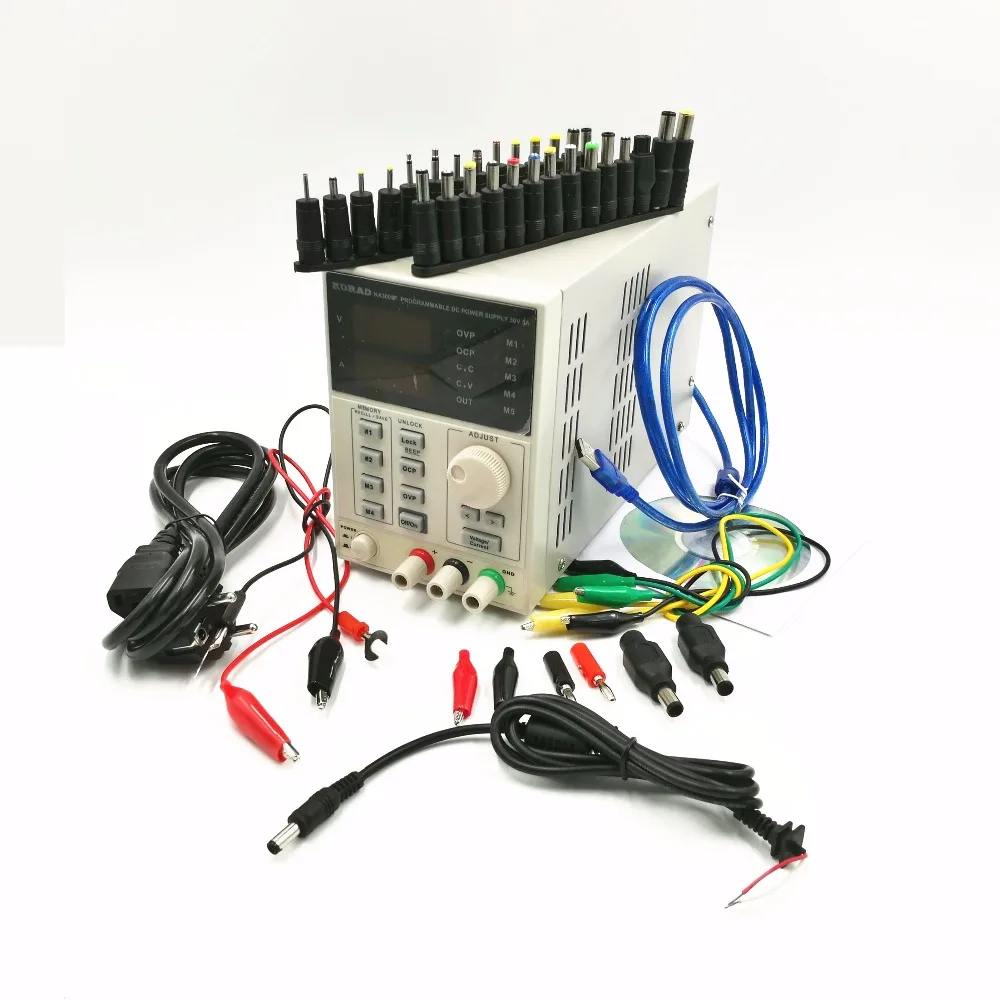 30V / 5A KA3005P Programmable Adjustable DC Linear Power Supply with USB and software + 39 PCS notebook interface powe adapter
30V / 5A KA3005P Programmable Adjustable DC Linear Power Supply with USB and software + 39 PCS notebook interface powe adapter