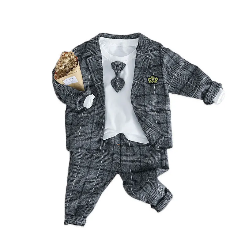 Детский костюм R & Z Новинка весна-осень 2019 клетчатый для мальчиков футболка