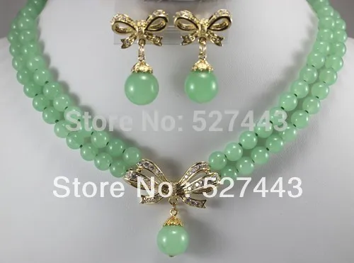 Hot selling@> Wholesale 2 row Yellow Green Natural stone Round bowknot Necklace Earring Natural jewelry -Bride jewelr
Hot selling@> Wholesale 2 row Yellow Green Natural stone Round bowknot Necklace Earring Natural jewelry -Bride jewelr