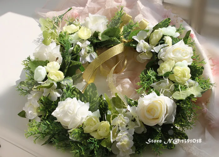 White wreath silk flower garland door decoration wedding flower Background props
White wreath silk flower garland door decoration wedding flower Background props